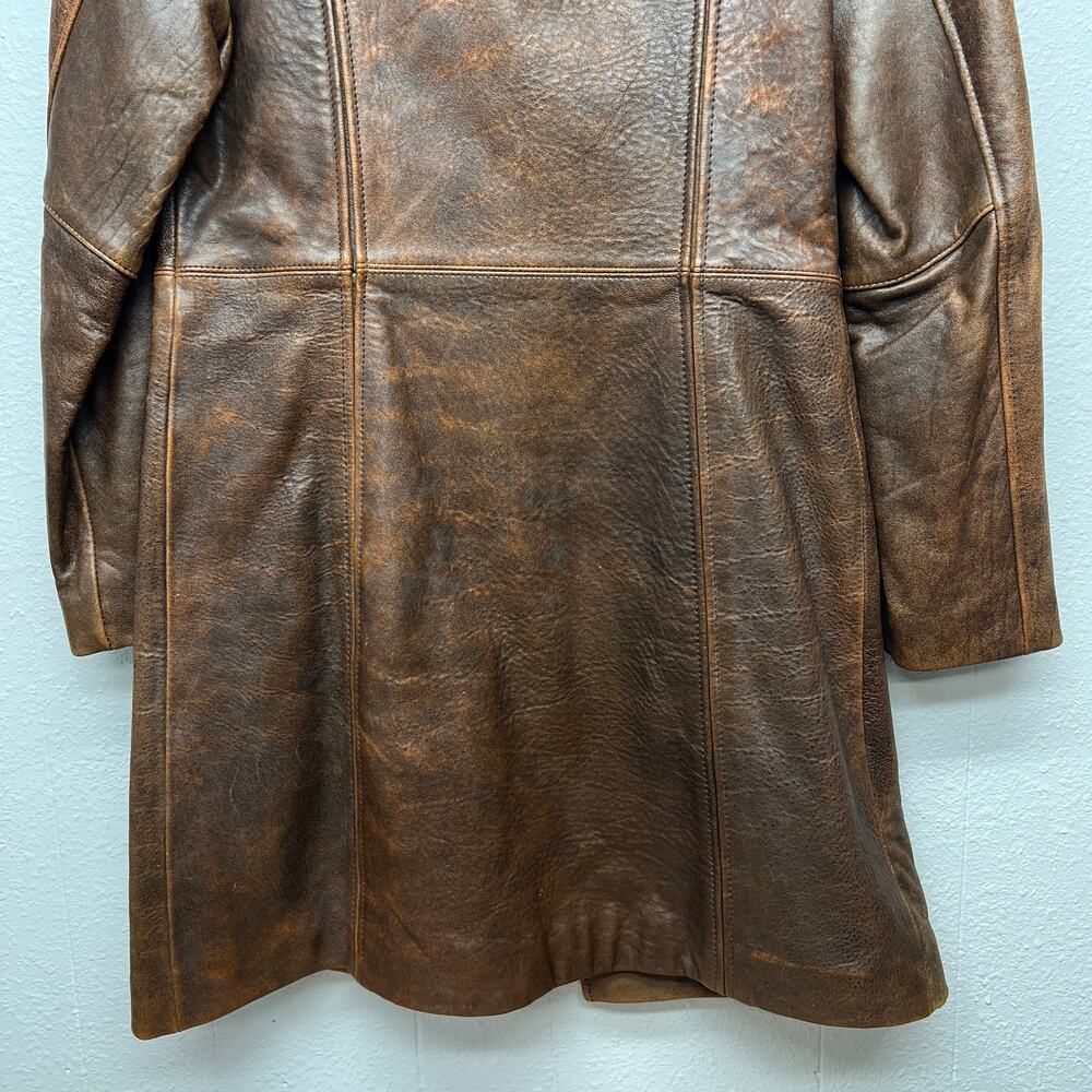R&O Brand 100% Genuine Leather Duster Brown Jacket Women Medium Old Money Luxury - Picture 10 of 13